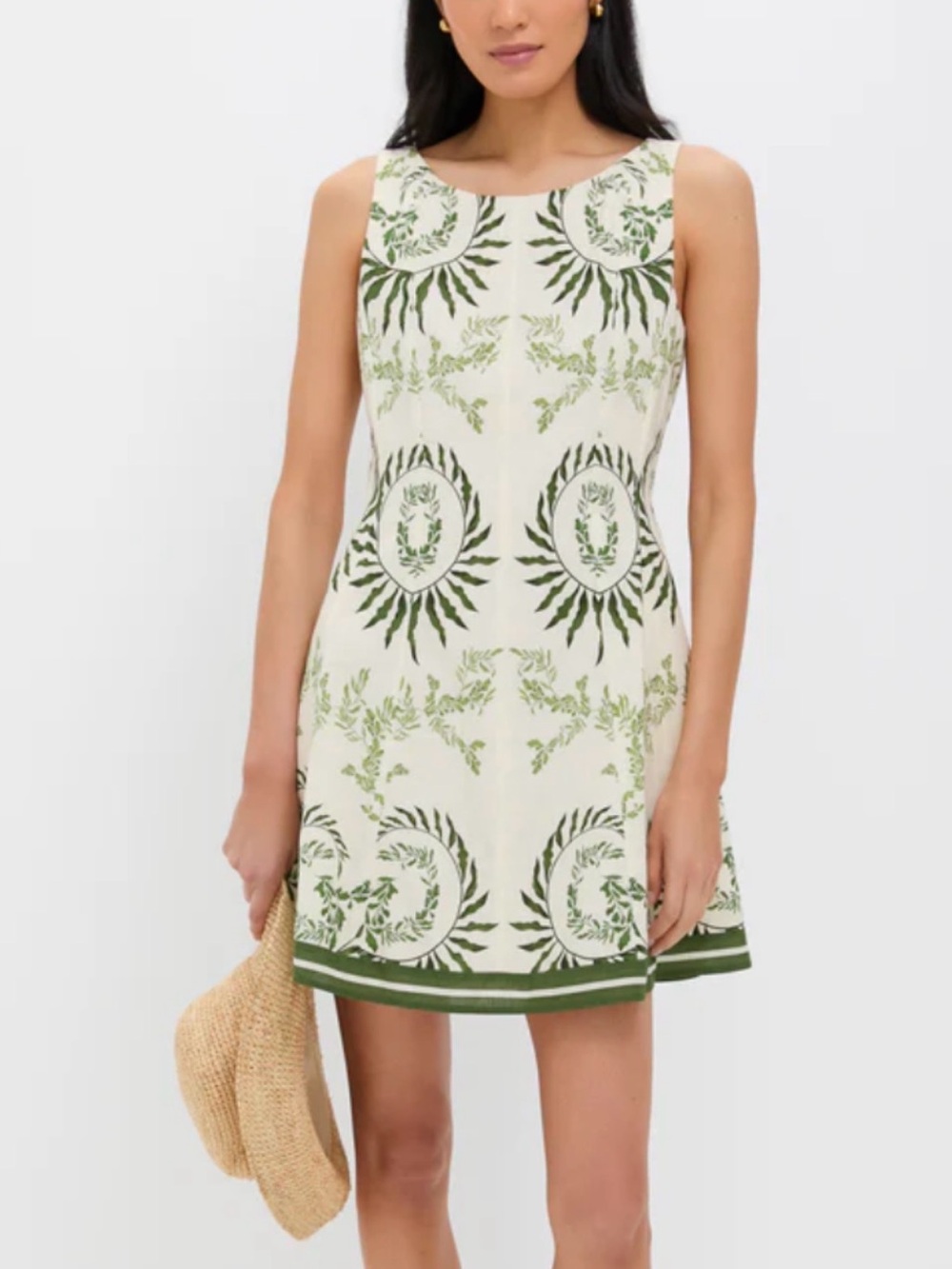 Tuckernuck Anna Cate Ivory Mini Dress with Green Botanical Print